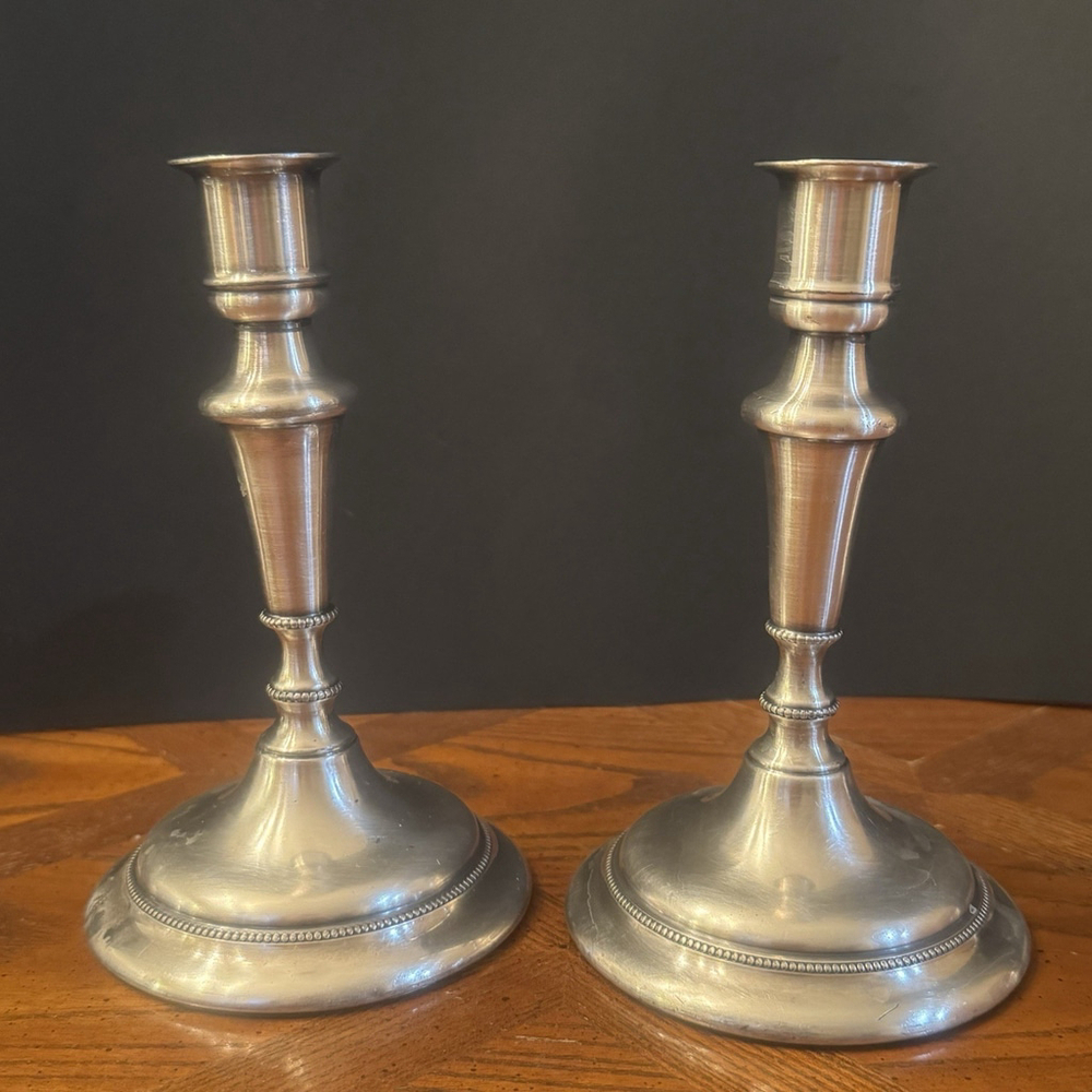 Vtg Superior Silver Co Quadruple Silver Plate Candleholders 7” Height Polished